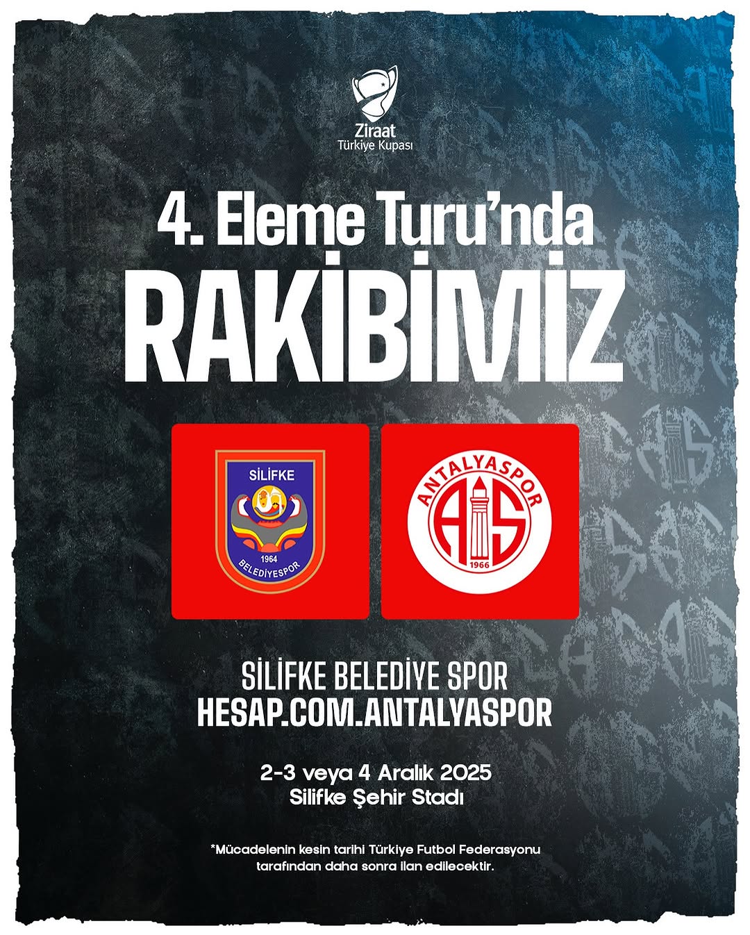 Ziraat Türkiye Kupası'nda Antalya Spor'un Rakibi Silifke Belediye Spor