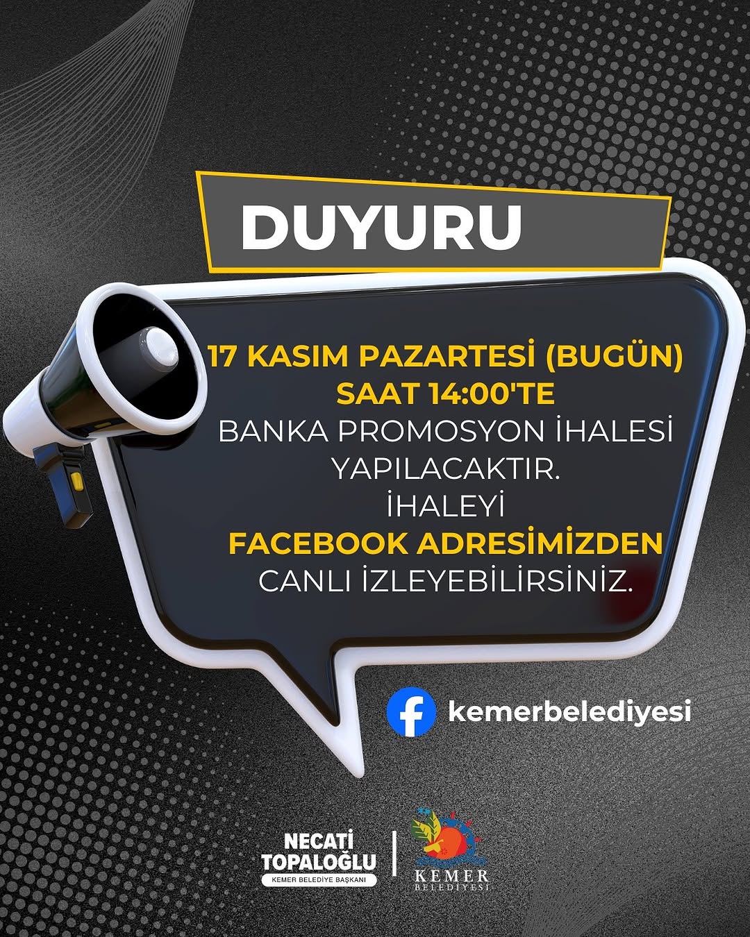 Antalya Kemer Belediyesi, Banka Promosyon İhalesini Canlı Yayınlayacak