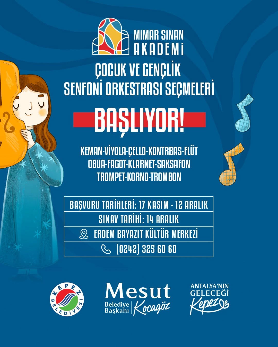 Antalya Kepez'de Genç Müzisyenler İçin Orkestra Seçmeleri Başlıyor