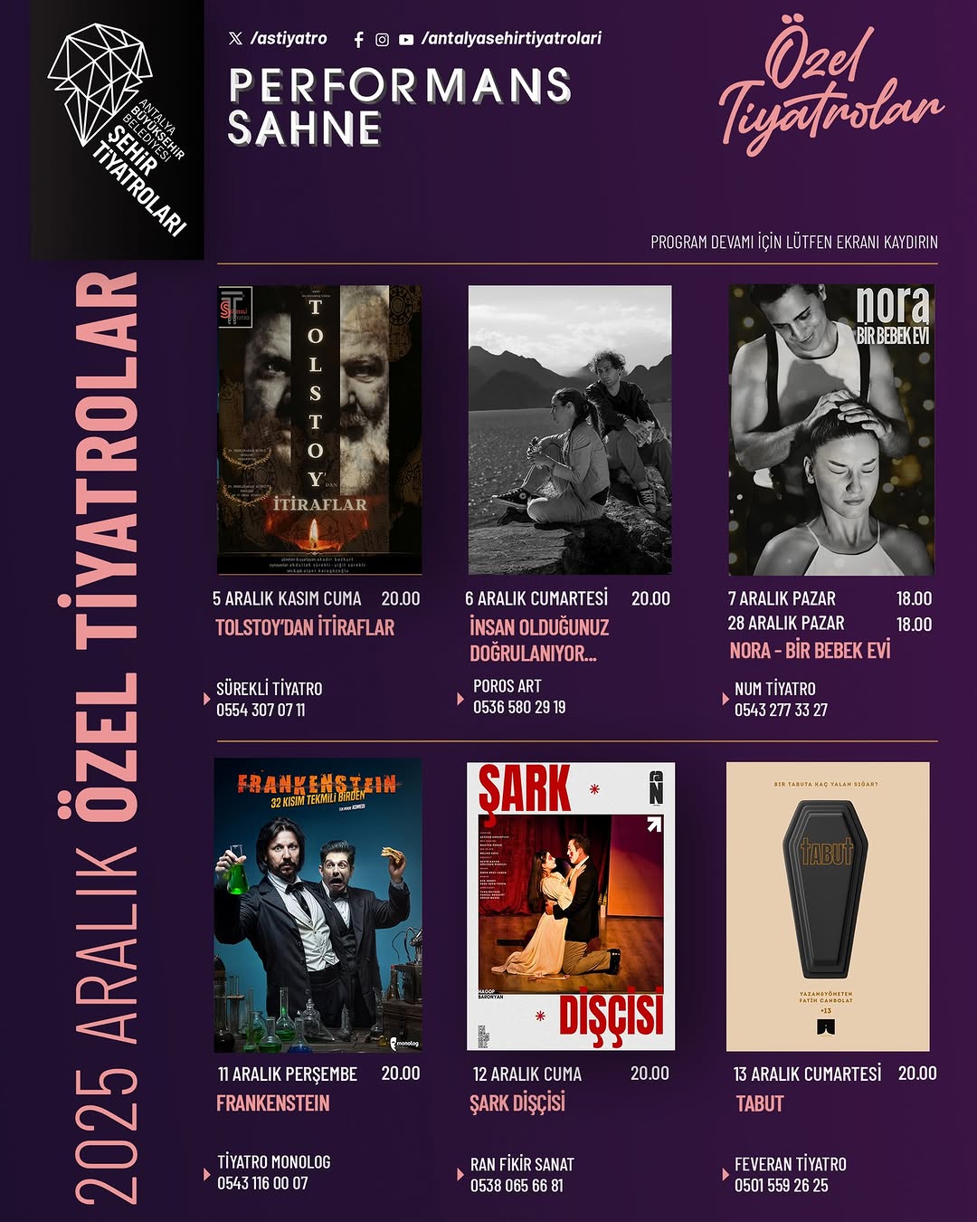 Antalya Şehir Tiyatroları, Özel Tiyatroları