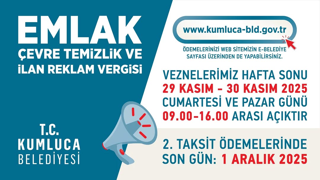 Antalya Kumluca'da 2025 Yılı Vergi İkinci Taksit Ödemeleri Başladı