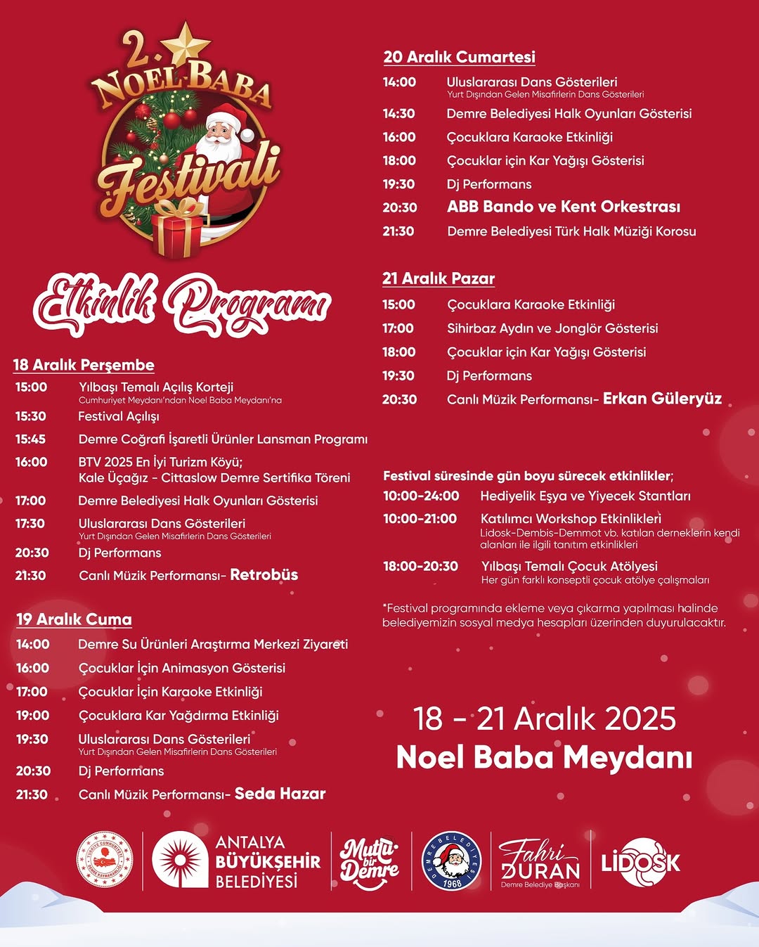 Antalya Demre'de Noel Baba Festivali Başlıyor: Tarihler ve Program Güncellemesi