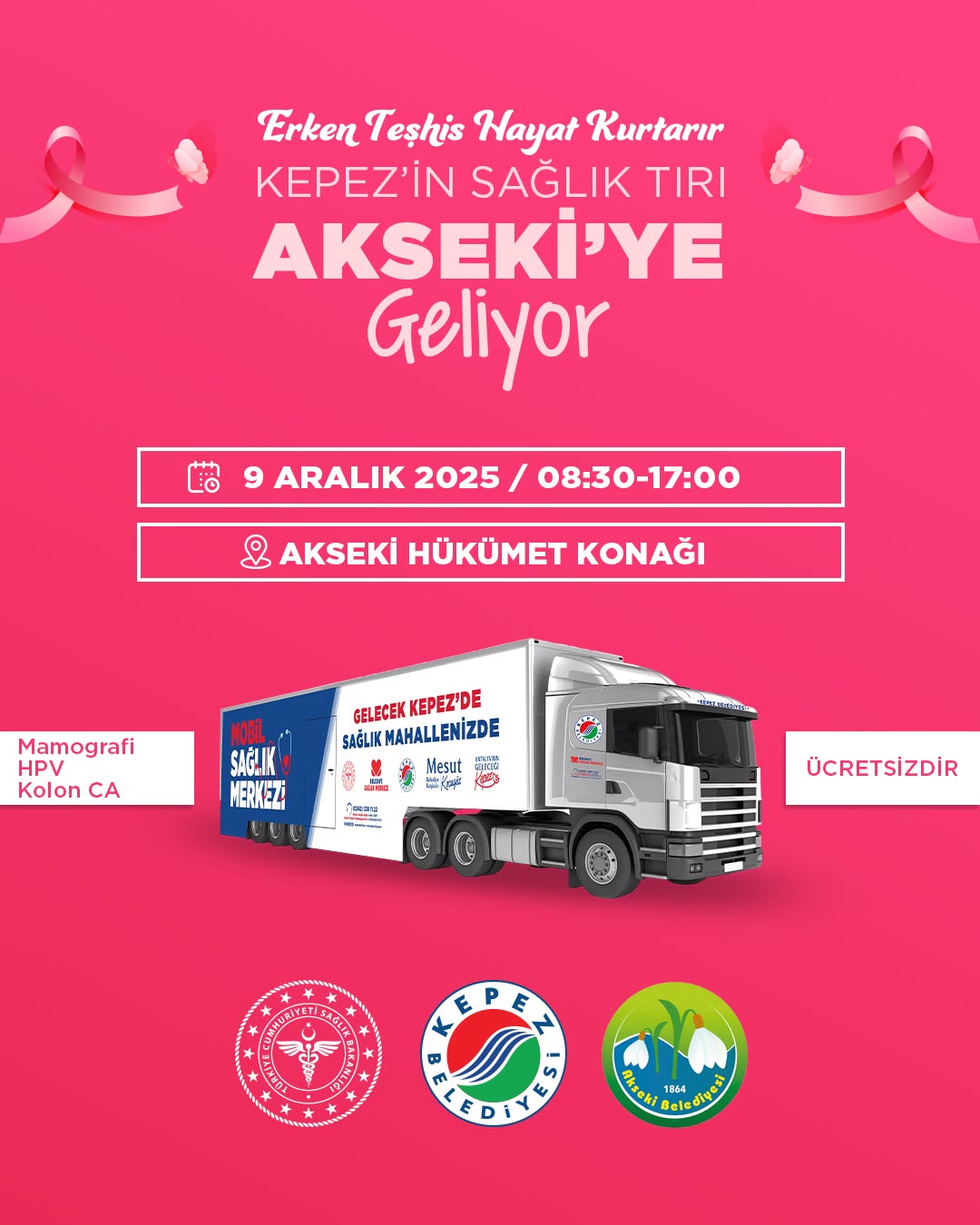 Kepez Belediyesi'nin Sağlık Tırı Akseki'de Ücretsiz Kanser Taraması Yapacak