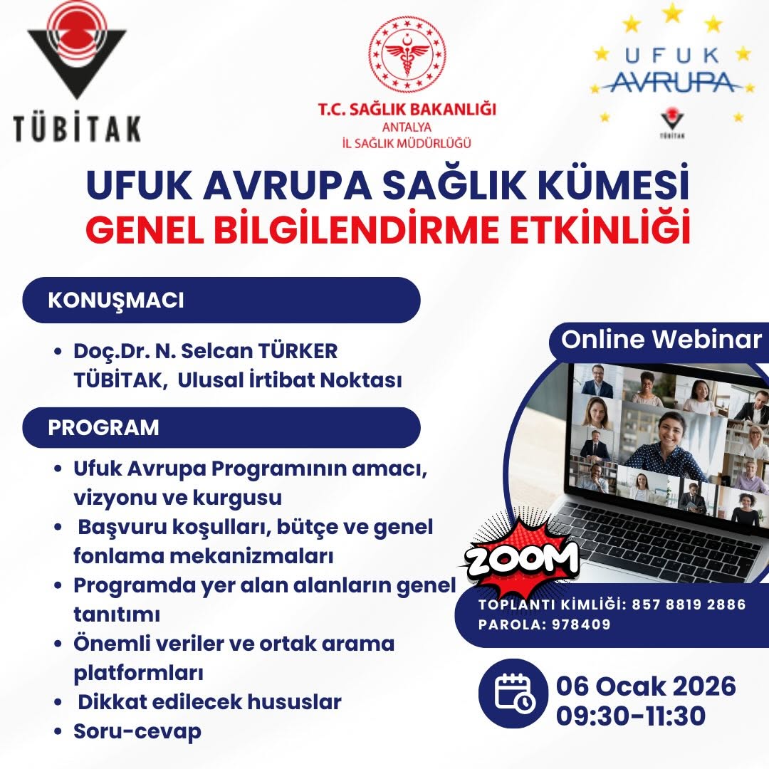Antalya Sağlık Müdürlüğü, Ufuk Avrupa 2026 Projeleri İçin Webinar Düzenliyor