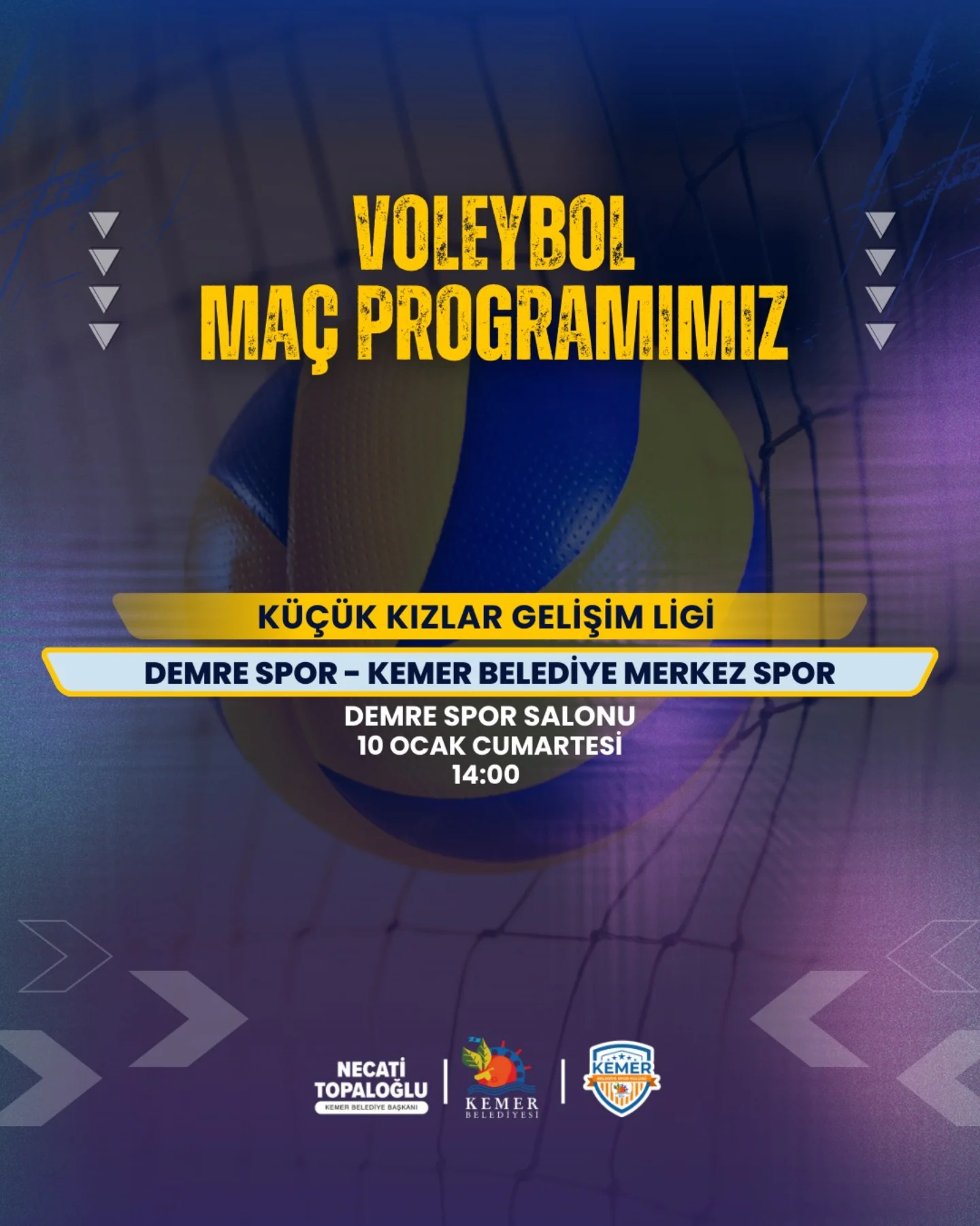Kemer Belediyesi Voleybol Takımı Haftalık Maç Programını Açıkladı