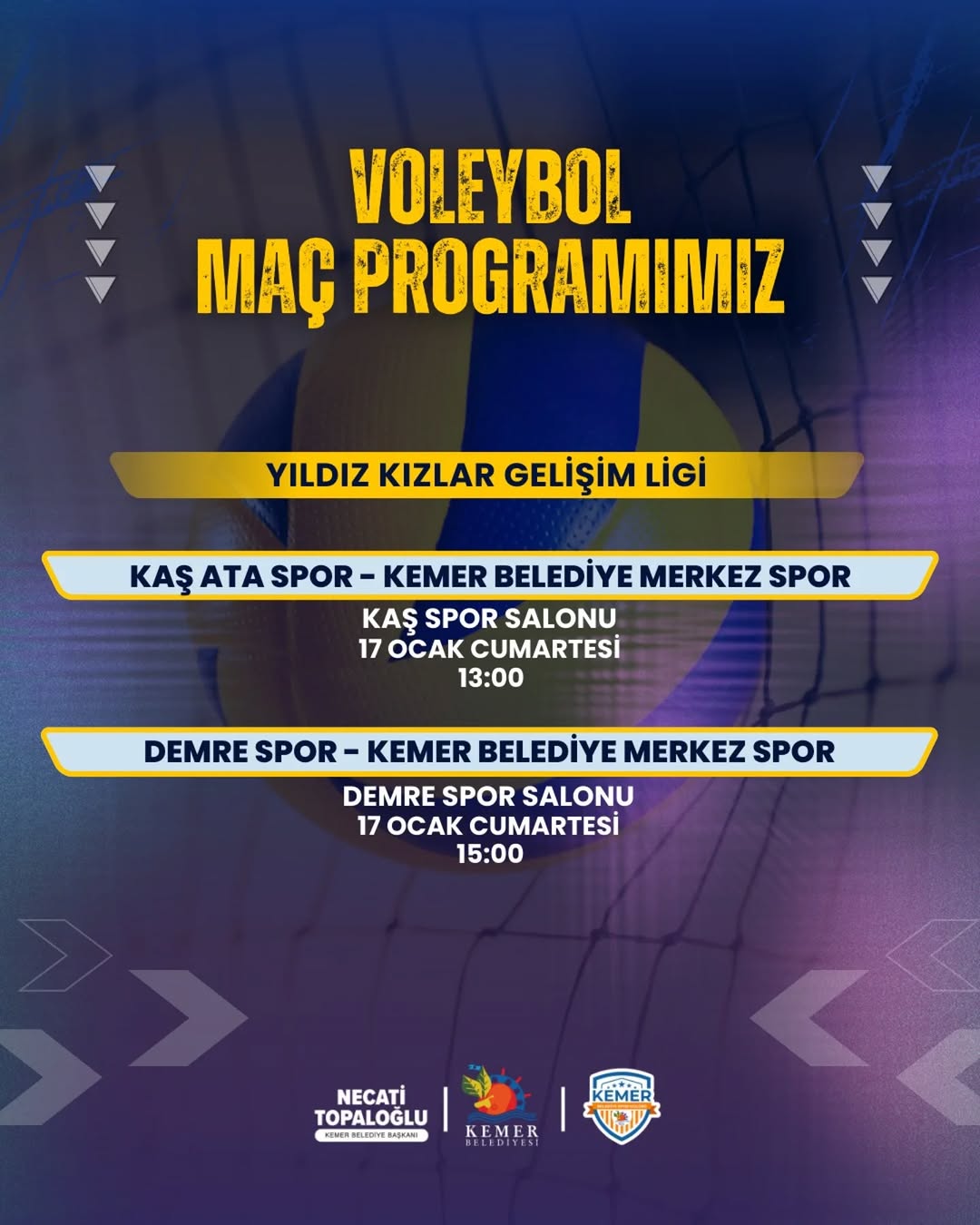 Antalya Kemer'de Voleybol Haftalık Maç Programı Açıklandı