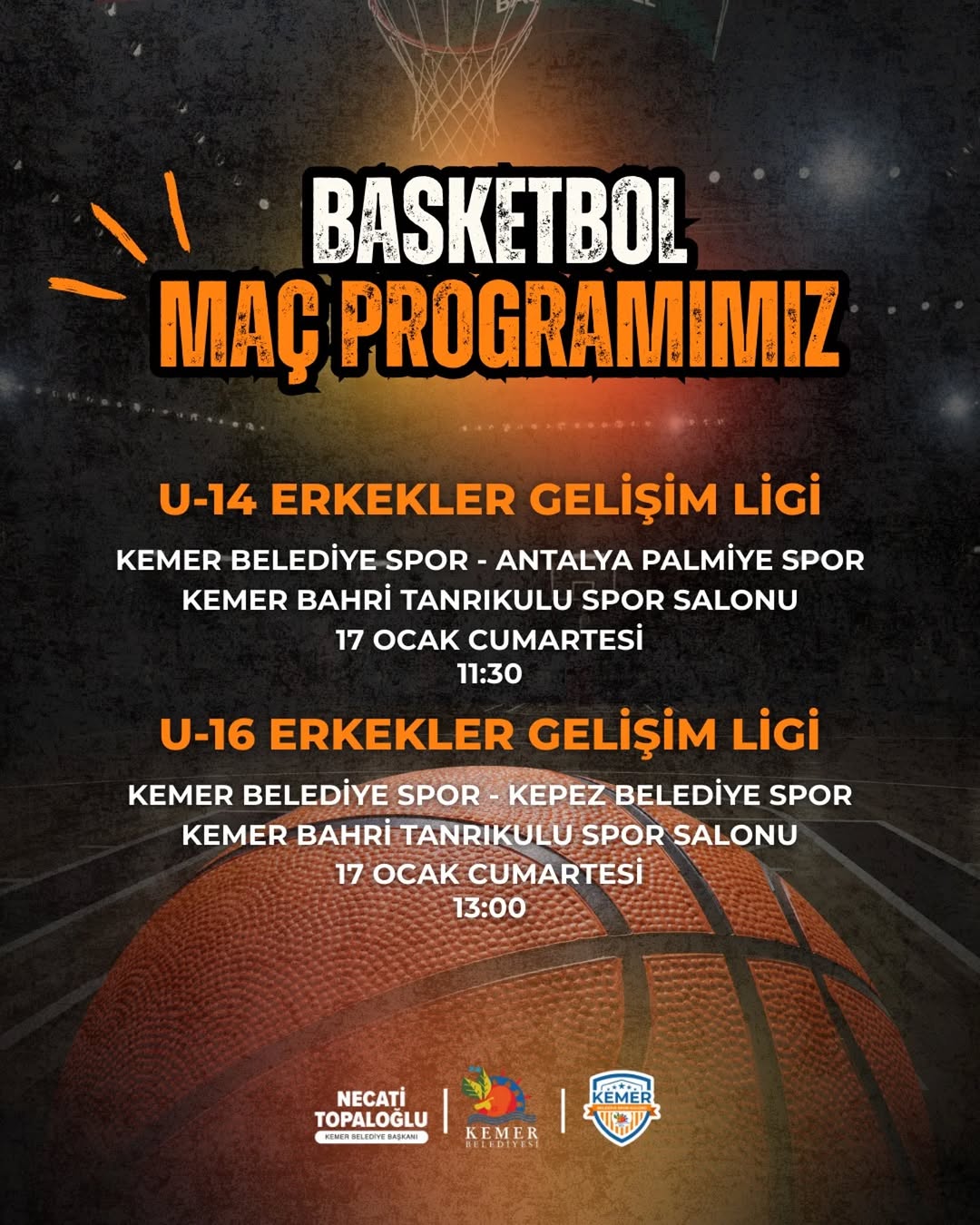 Kemer Belediyesi Basketbol Takımı Haftalık Maç Programını Açıkladı