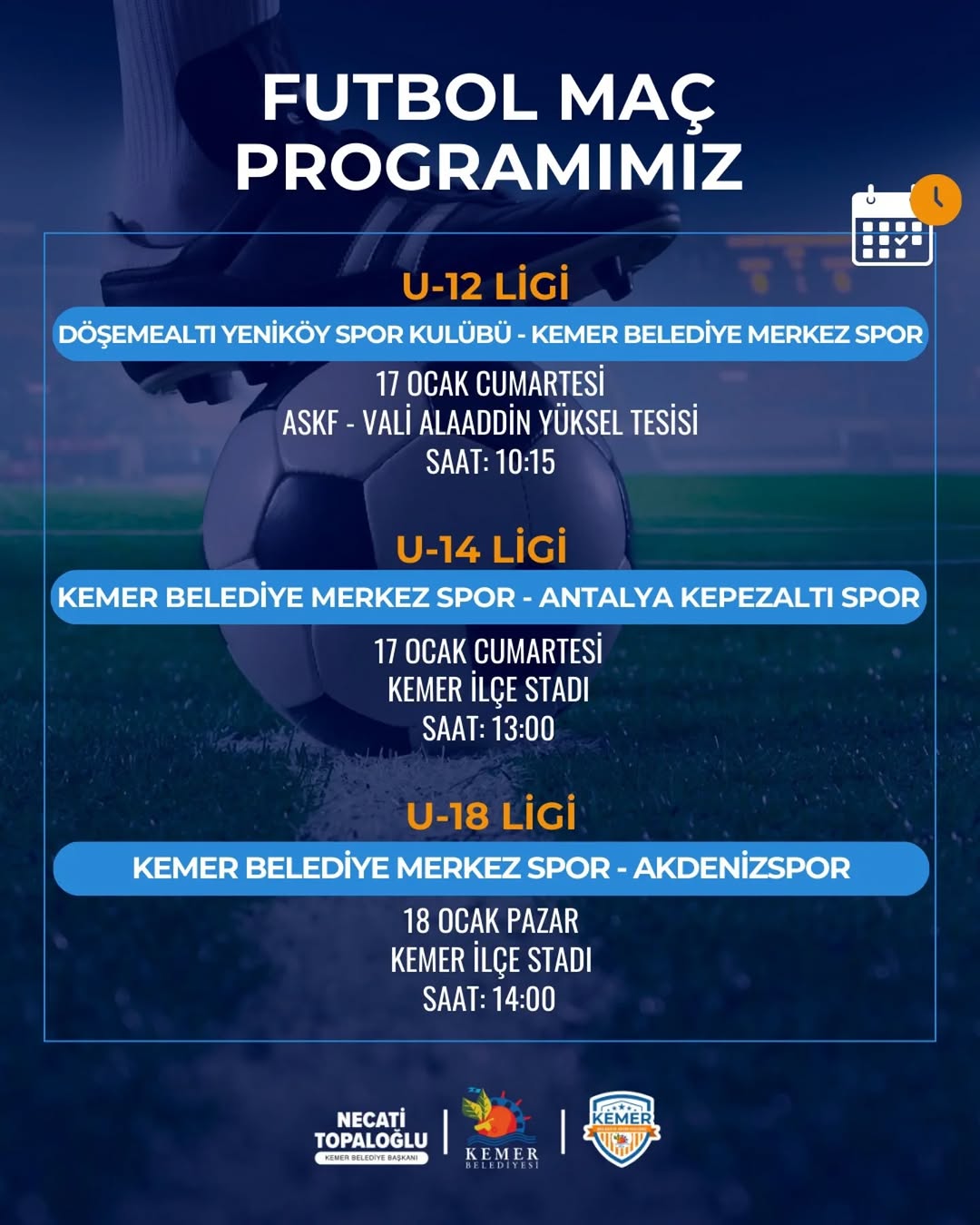 Kemer'de Futbol Heyecanı: Haftanın ve Gelecek Haftanın Maç Programı Açıklandı