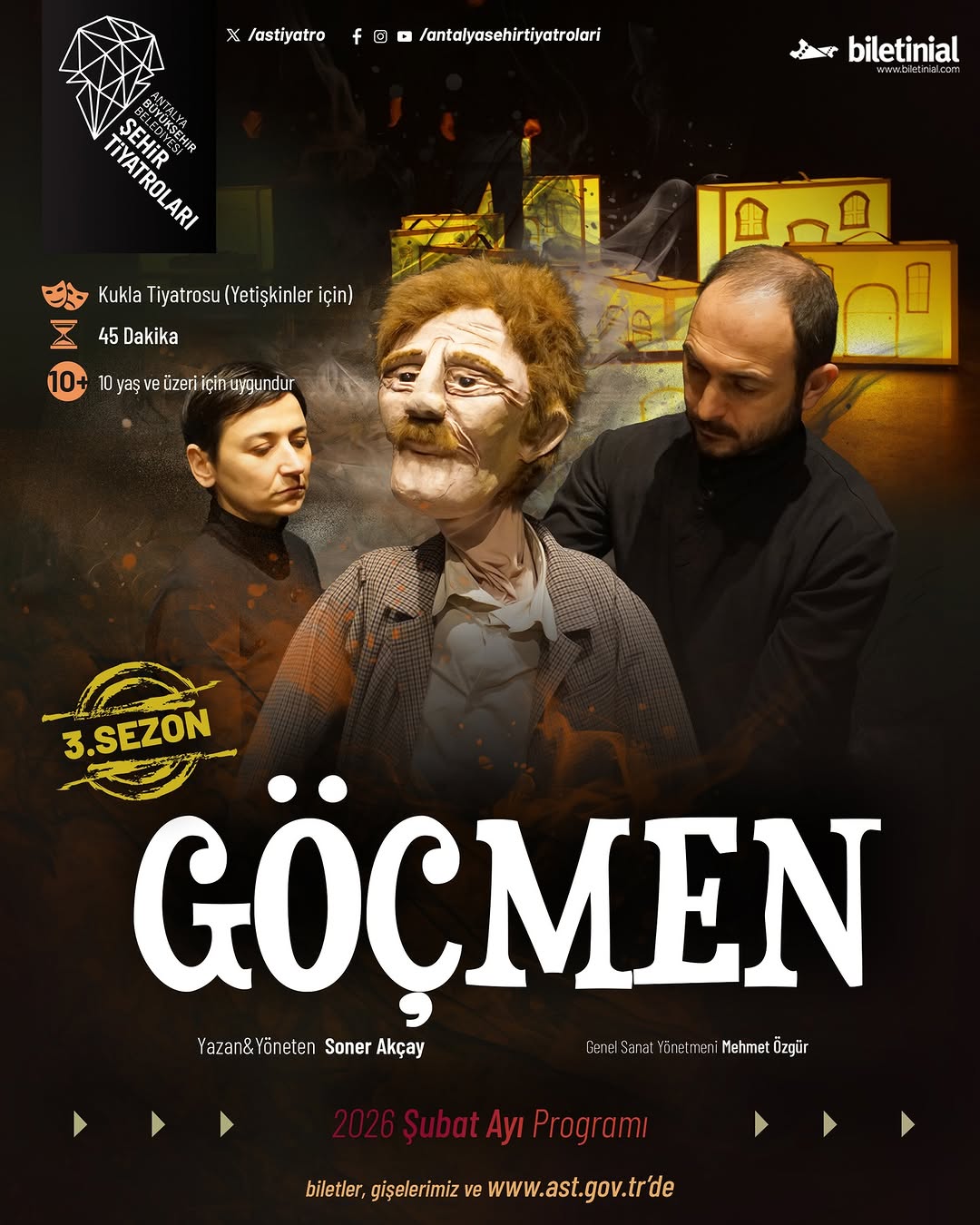 Antalya Şehir Tiyatroları'ndan Yetişkinlere Özel Kukla Oyunu: Göçmen'in 2026 Programı Açıklandı