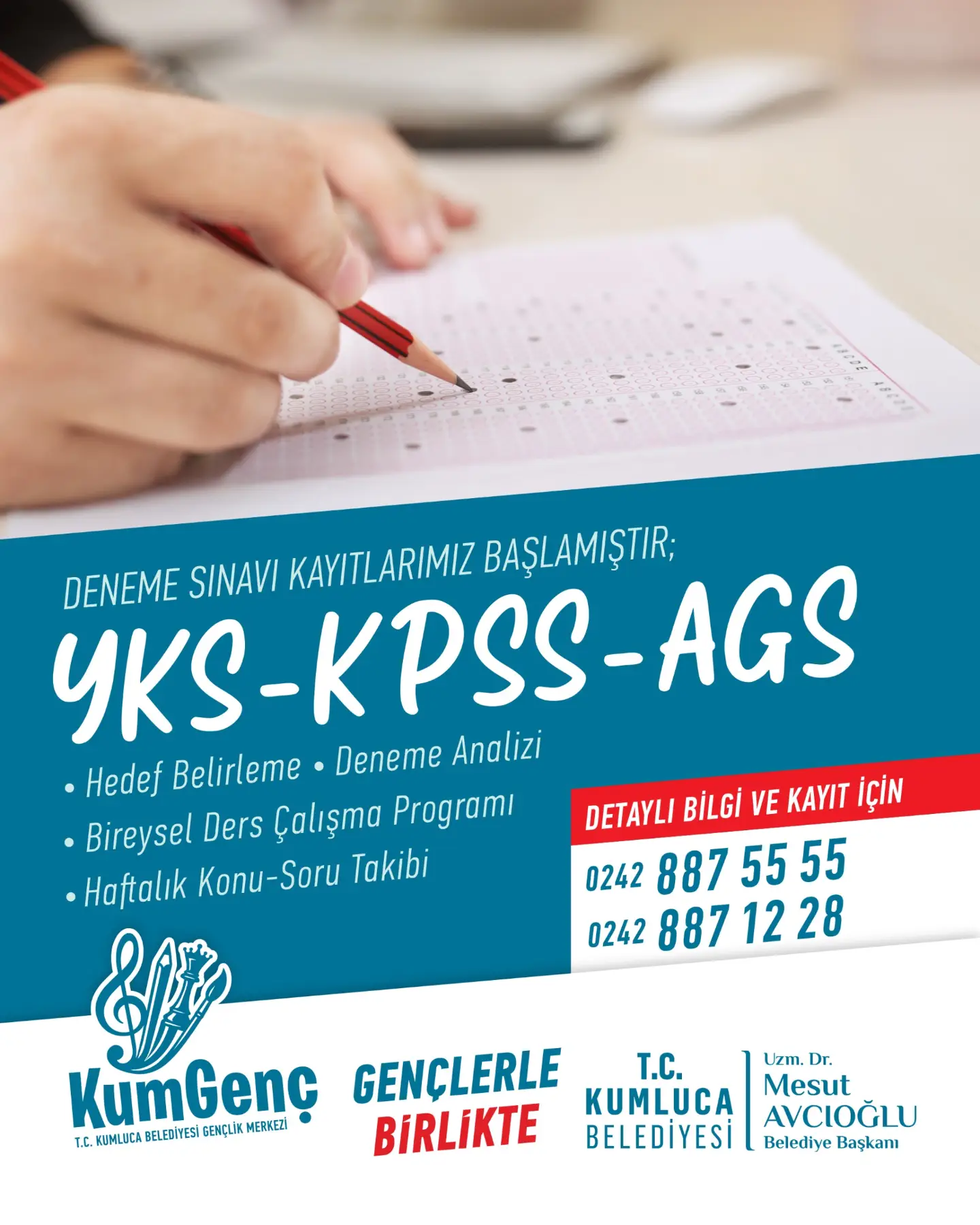 Kumluca Belediyesi Gençlik Merkezi'nde Sınavlara Hazırlık Kayıtları Başladı