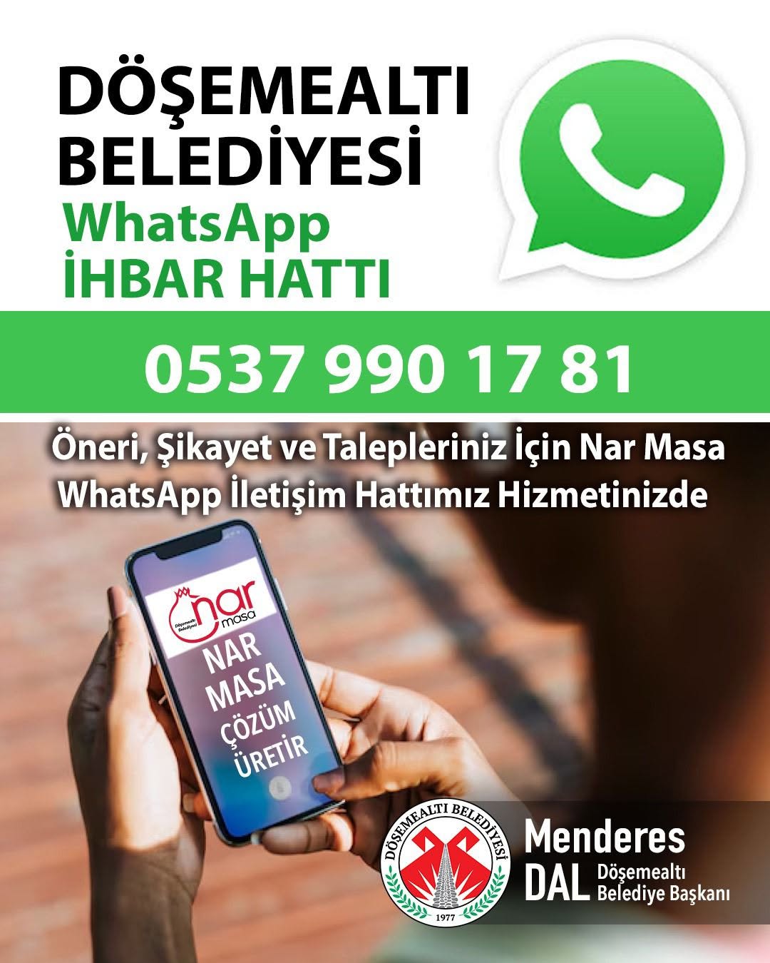 Döşemealtı'nda Yoğun Yağış Sonrası Nar Masa İhbar Hattı Aktif