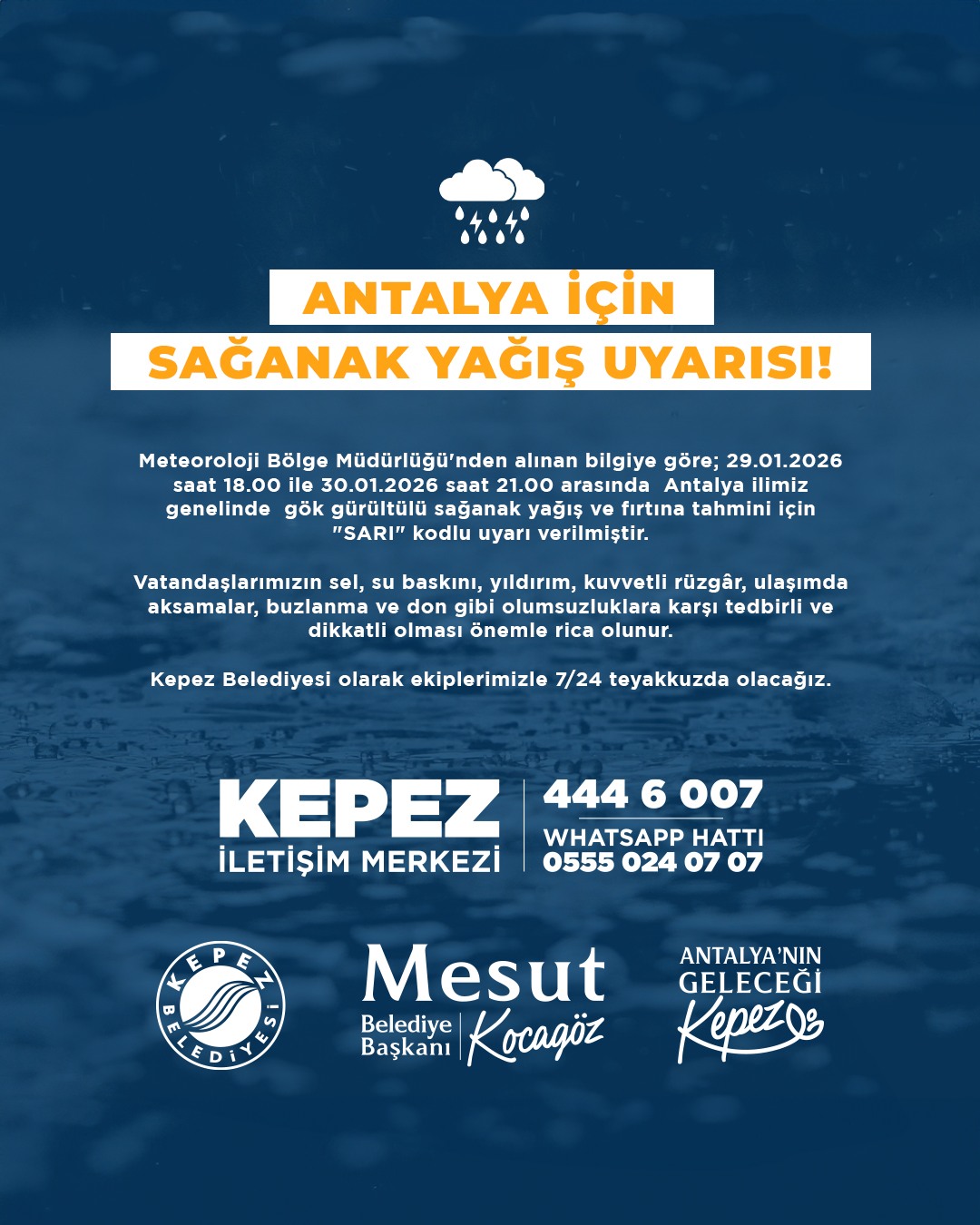 Antalya'da Sarı Kodlu Uyarı: Gök Gürültülü Sağanak ve Fırtına Bekleniyor