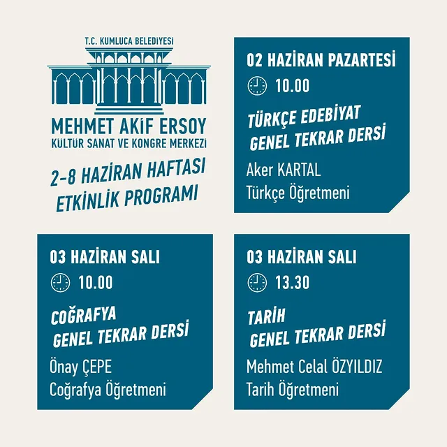 Kumluca Belediyesi Haziran Ayı Kültür Etkinlikleri Duyuruldu