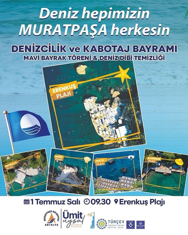 Antalya Muratpaşa Belediyesi 5 Plajda Mavi Bayrak Gururu
