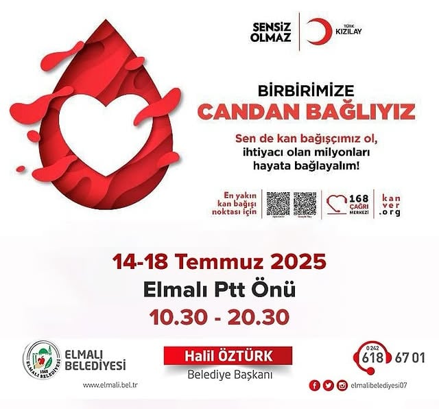 Elmalı'da Kan Bağışı Kampanyası Başlıyor: PTT Önünde Kan Bağışı Standı Kurulacak