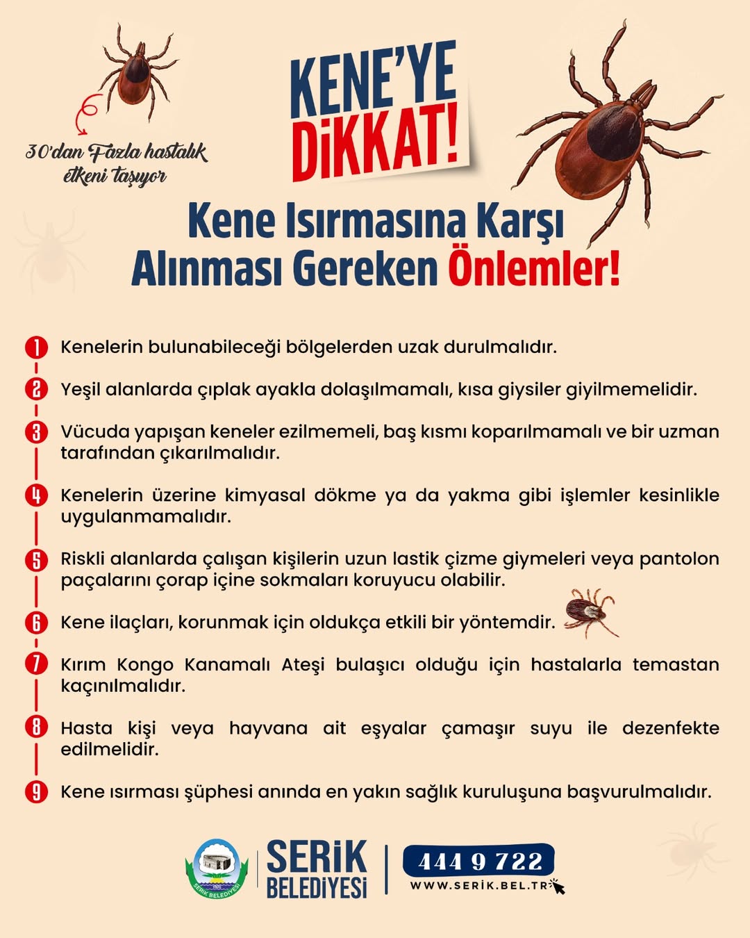 Antalya Serik'te Kene Isırmalarına Karşı Alınması Gereken Önlemler