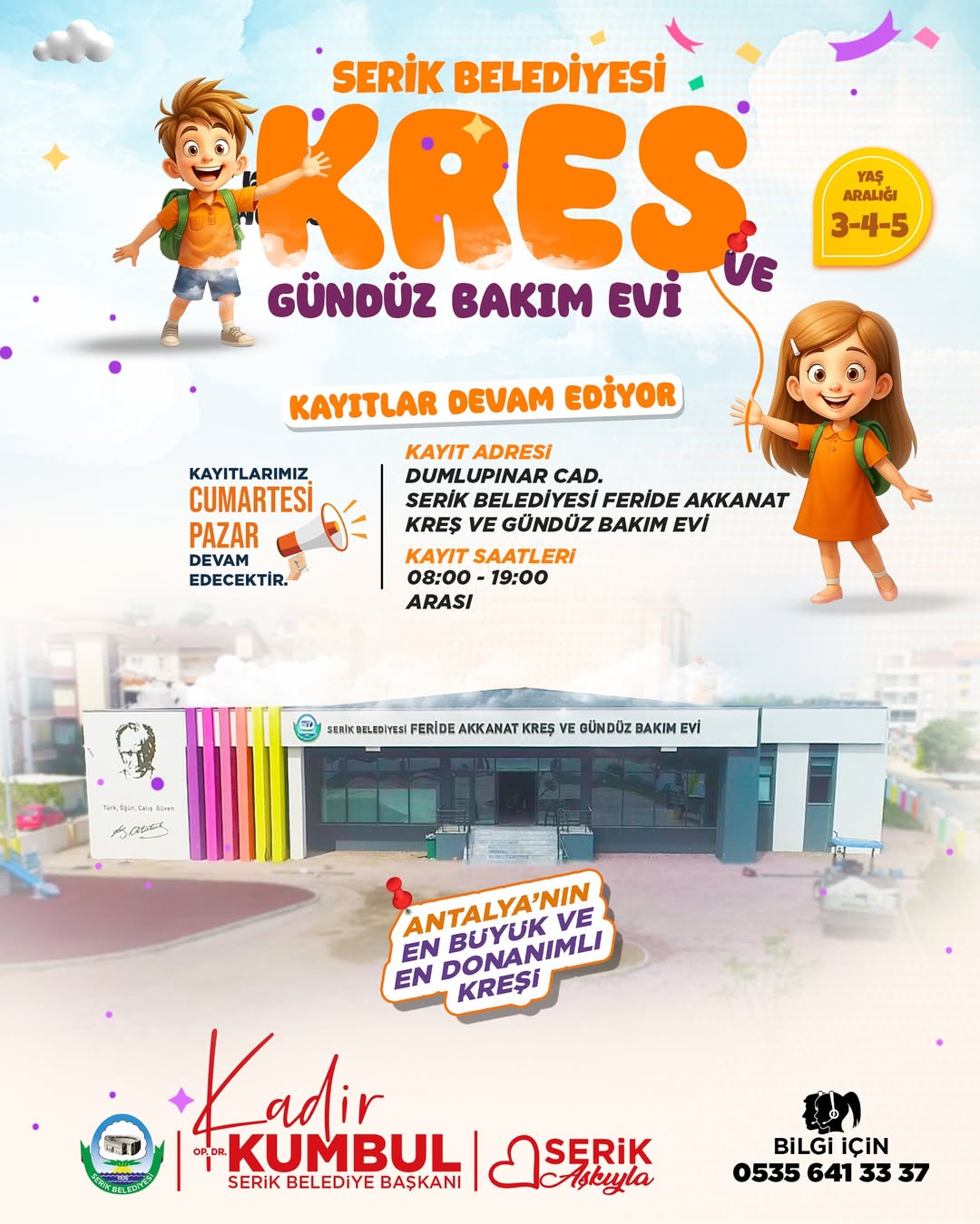 Serik Belediyesi Kreş Kayıtları Devam Ediyor: 3-5 Yaş Çocuklar İçin Eğitim Fırsatı