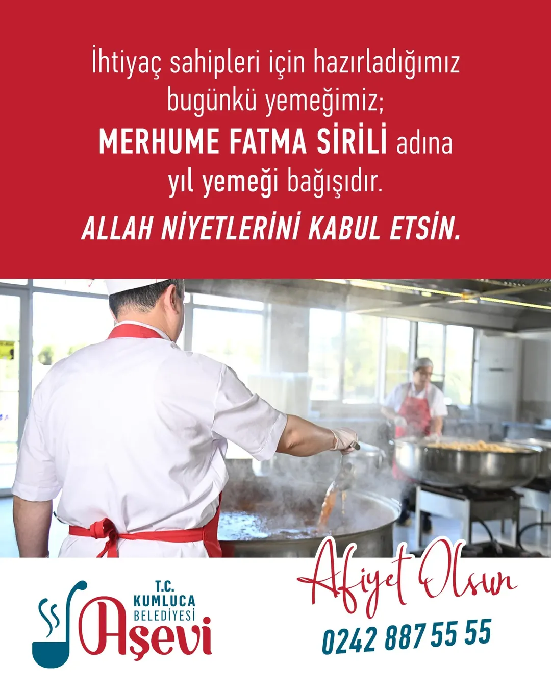 Kumluca Belediyesi Aşevi'nden İhtiyaç Sahiplerine Yıl Yemeği Bağışı