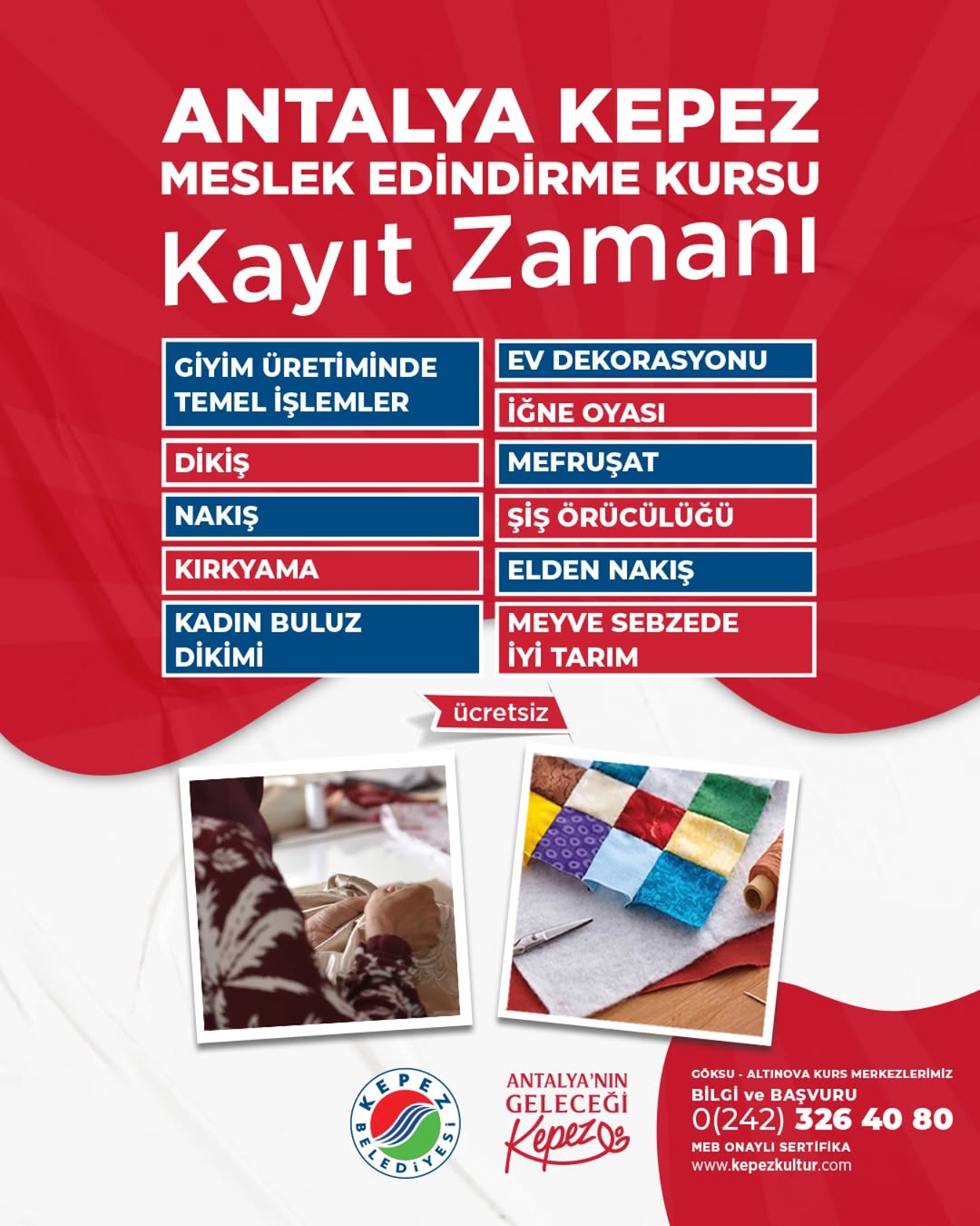 Antalya Kepez Belediyesi'nde Ücretsiz Meslek Edindirme Kursları Başladı
