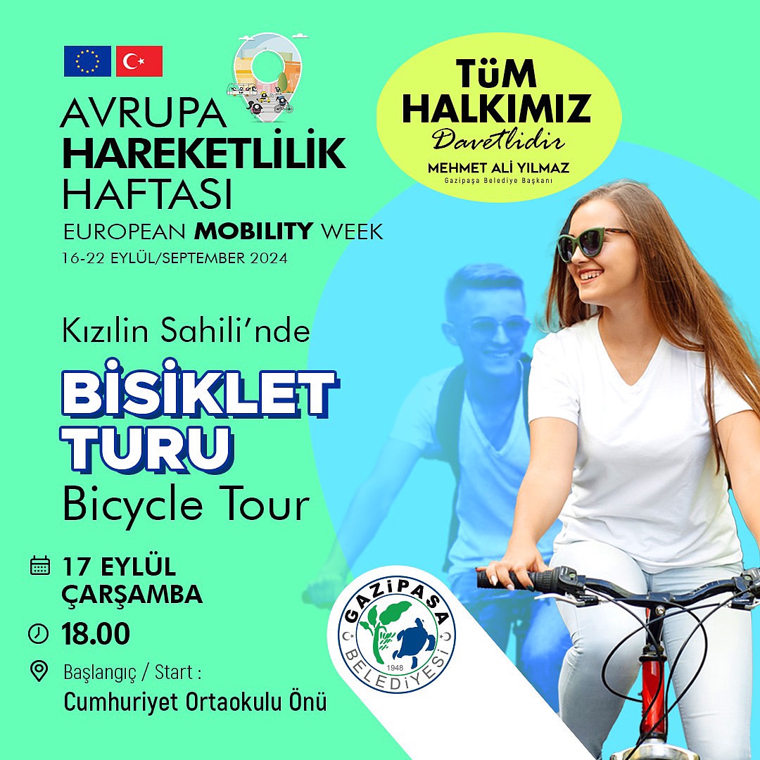 Gazipaşa'da Avrupa Hareketlilik Haftası Bisiklet Turu ile Başlıyor