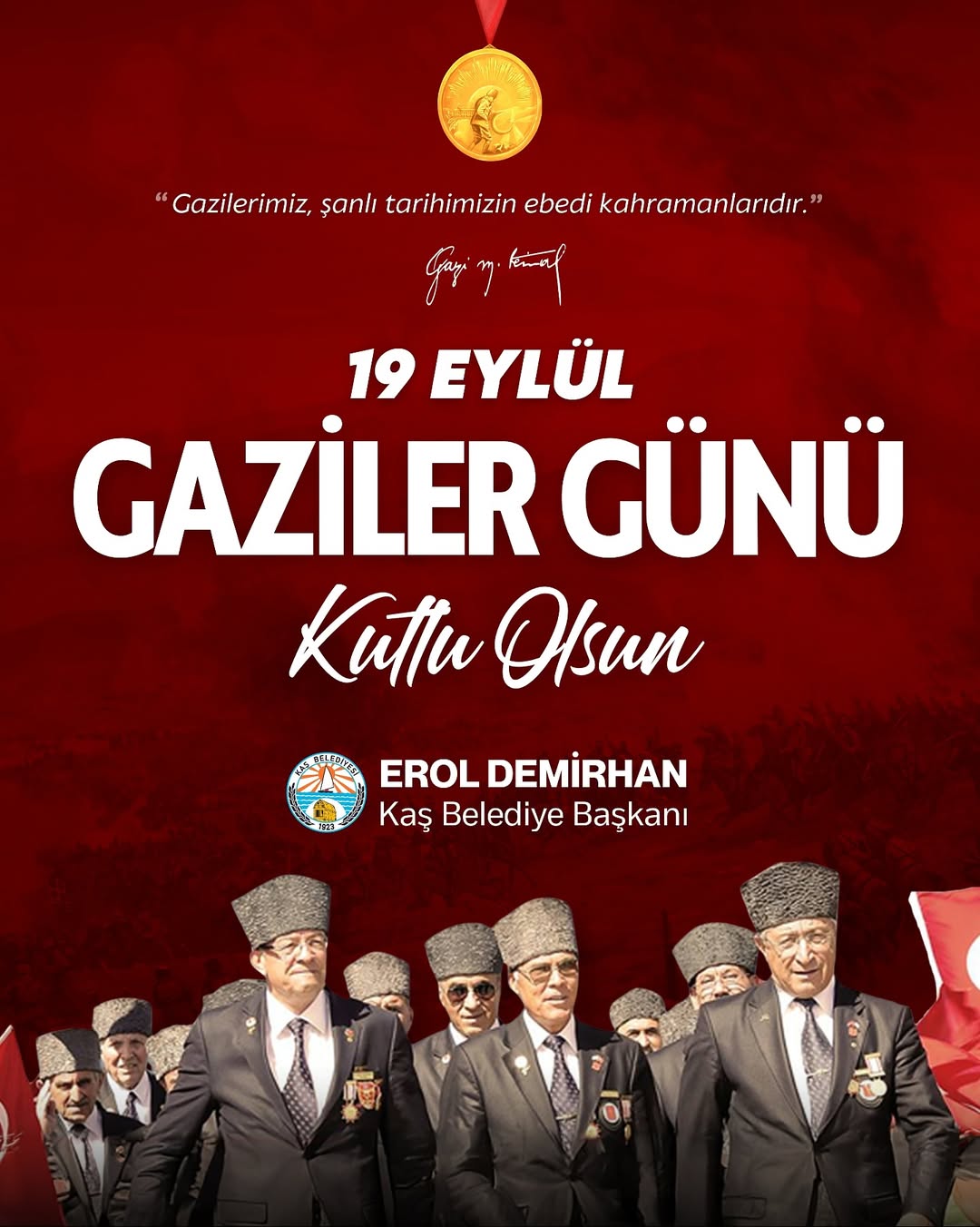 Kaş Belediyesi'nden Gaziler Günü Mesajı