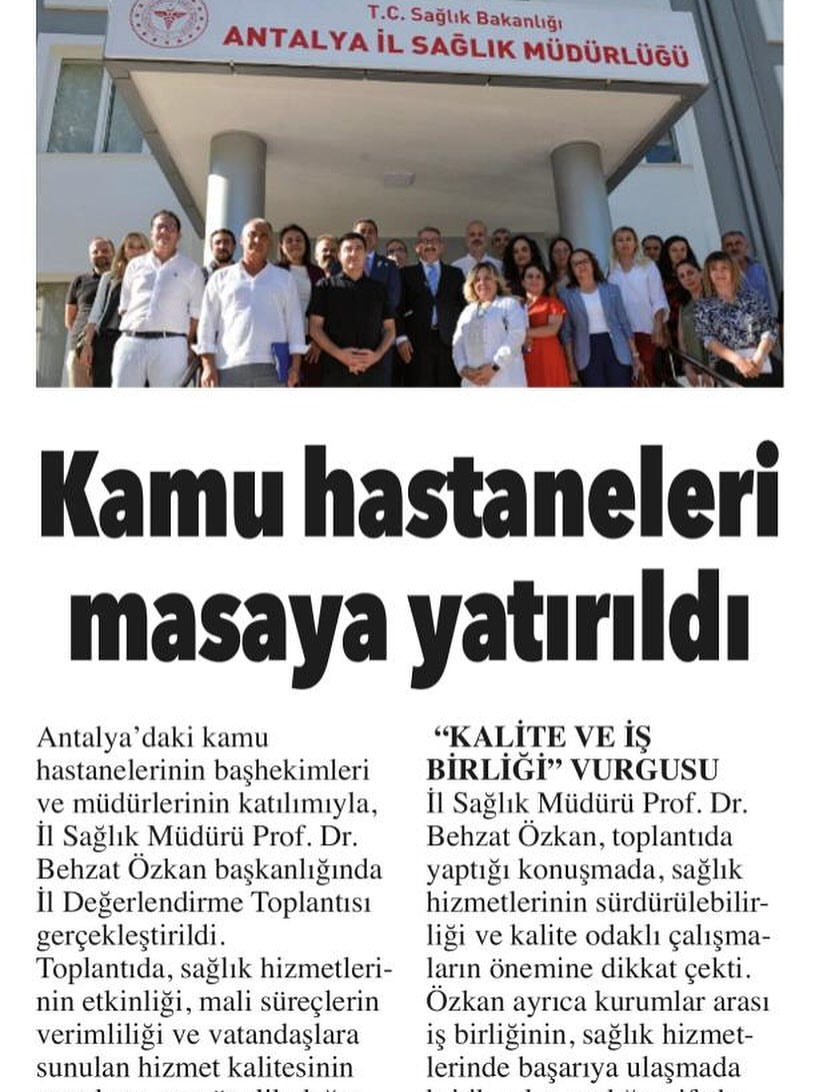 Antalya İl Sağlık Müdürlüğü'nden Son Gelişmeler