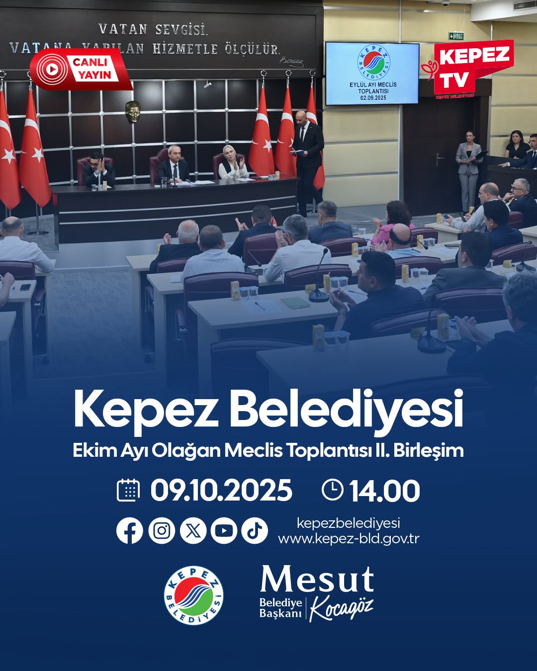Kepez Belediyesi Ekim Ayı Meclis Toplantısı Canlı Yayınlanacak