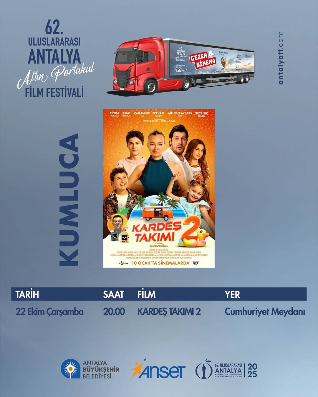Kumluca'da Açık Hava Sineması: Kardeş Takımı 2 Filmi Gösterimi