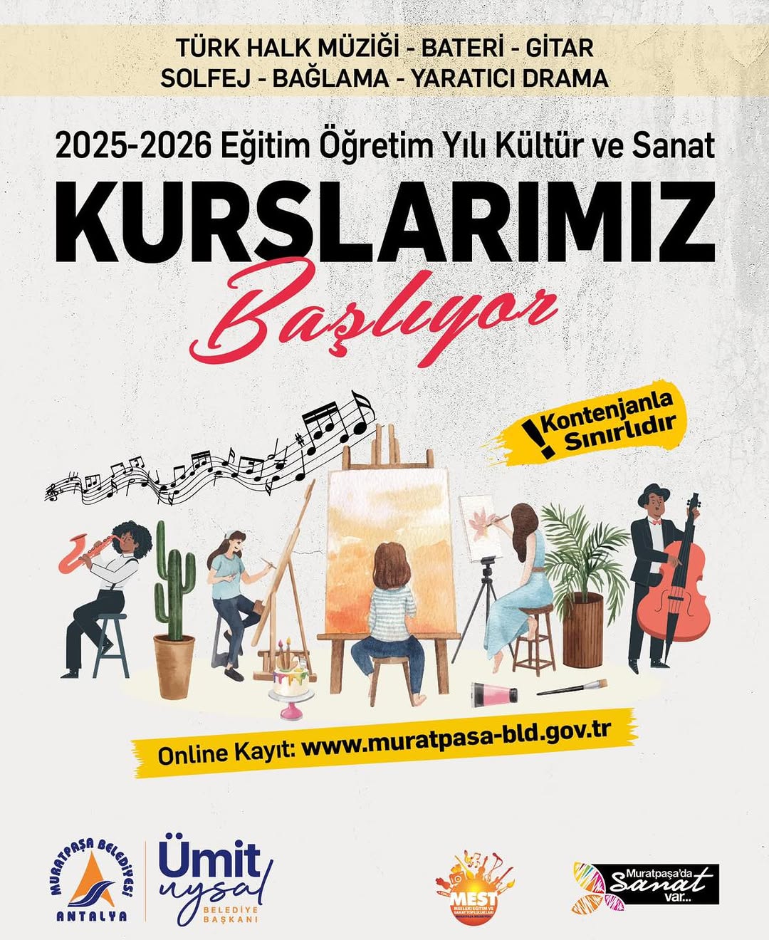 Muratpaşa Belediyesi Yeni Eğitim Yılı Kültür ve Sanat Kurslarına Kayıtları Başlattı