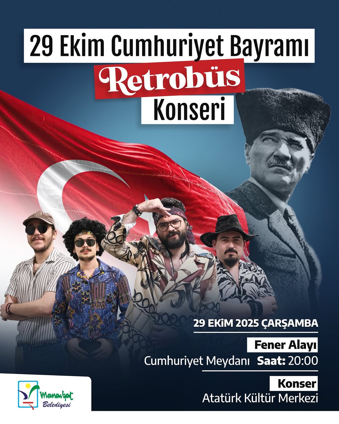 Manavgat'ta 29 Ekim Coşkusu: Fener Alayı ve Retrobüs Konseri