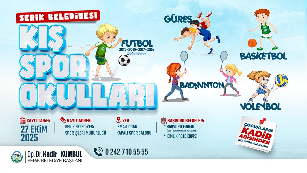 Serik Belediyesi Kış Spor Okulları Kayıtları Başlıyor