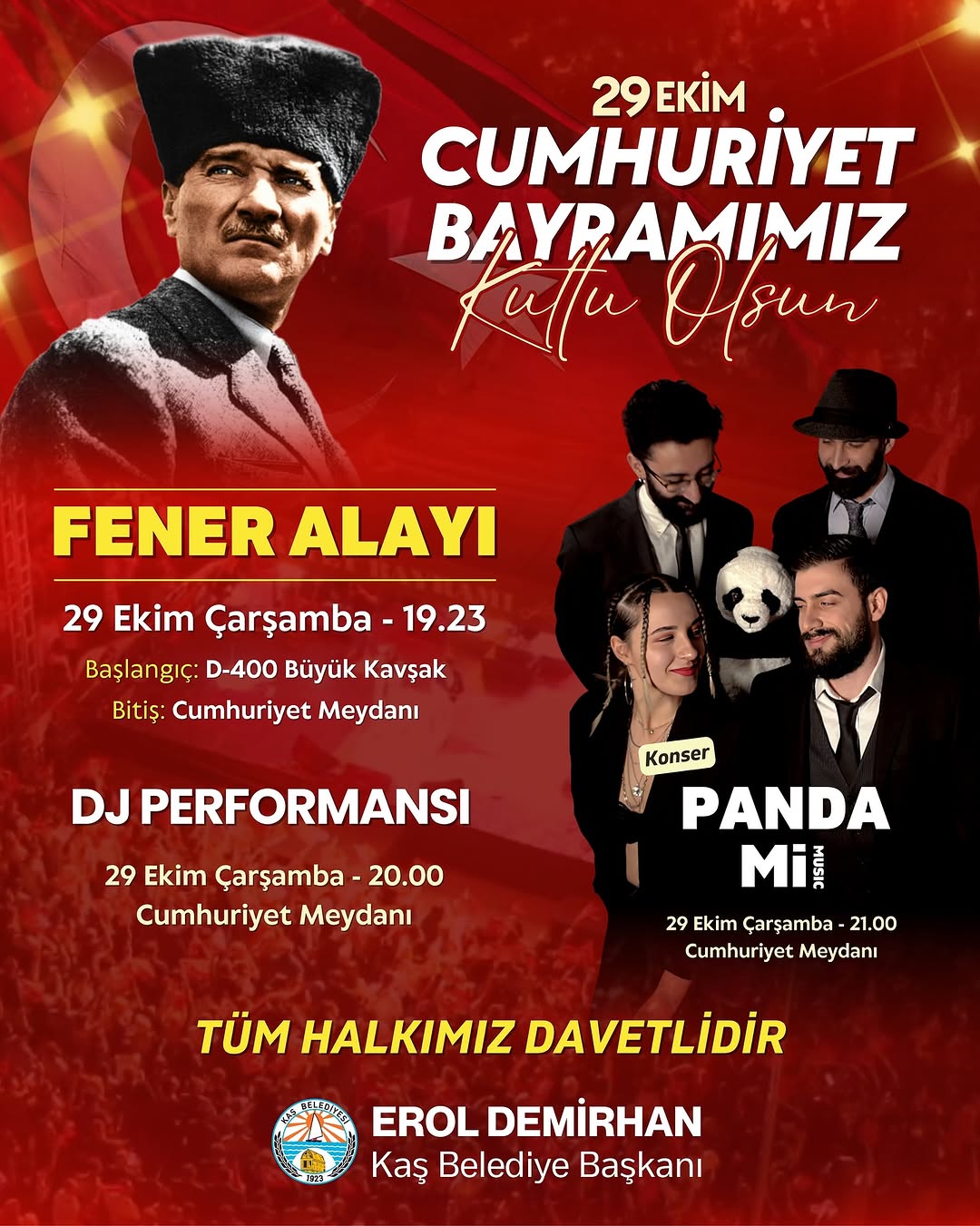 Kaş'ta Cumhuriyet'in 102. Yılı Coşkuyla Kutlanacak