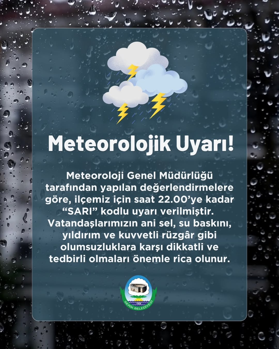 Serik'te Meteoroloji'den Sarı Kodlu Fırtına Uyarısı: Vatandaşlar Dikkatli Olsun