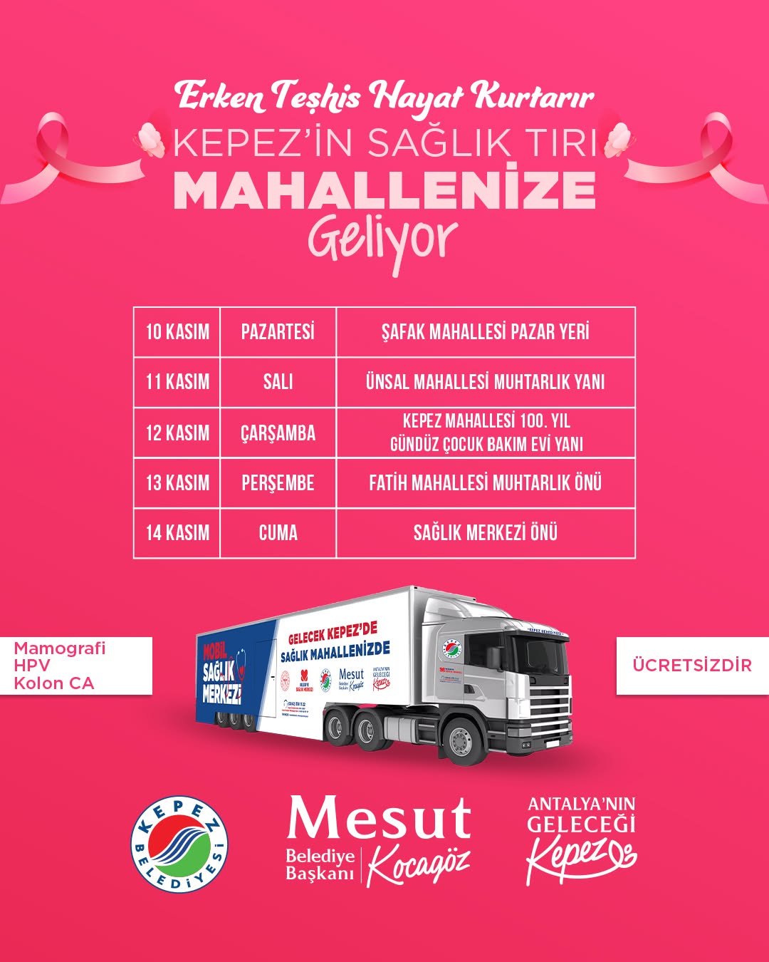 Kepez Belediyesi'nden Antalyalı Kadınlara Ücretsiz Kanser Taraması