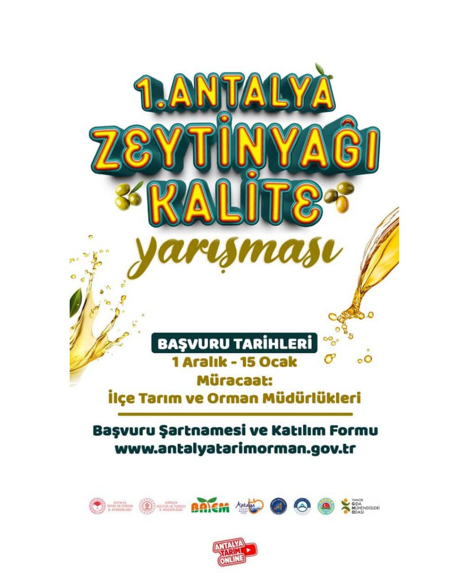 Antalya İlk Kez Düzenlenecek Zeytinyağı Kalite Yarışması İçin Başvuruları Bekliyor