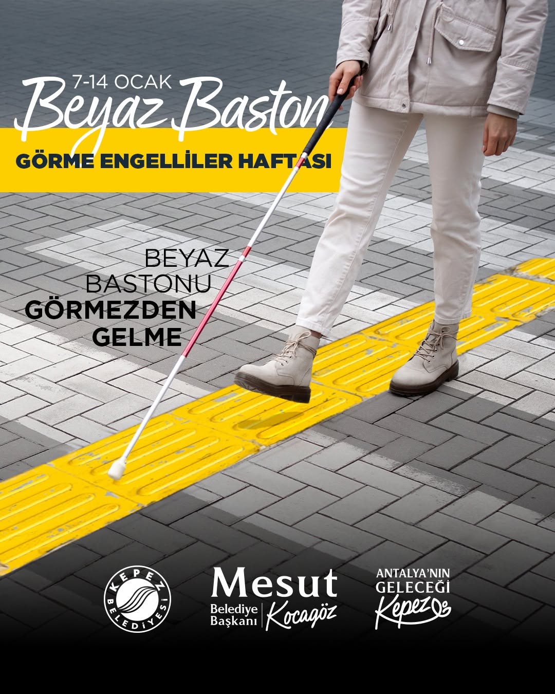 Antalya Kepez'de Beyaz Baston ve Kılavuz Çizgilerinin Önemi Vurgulandı