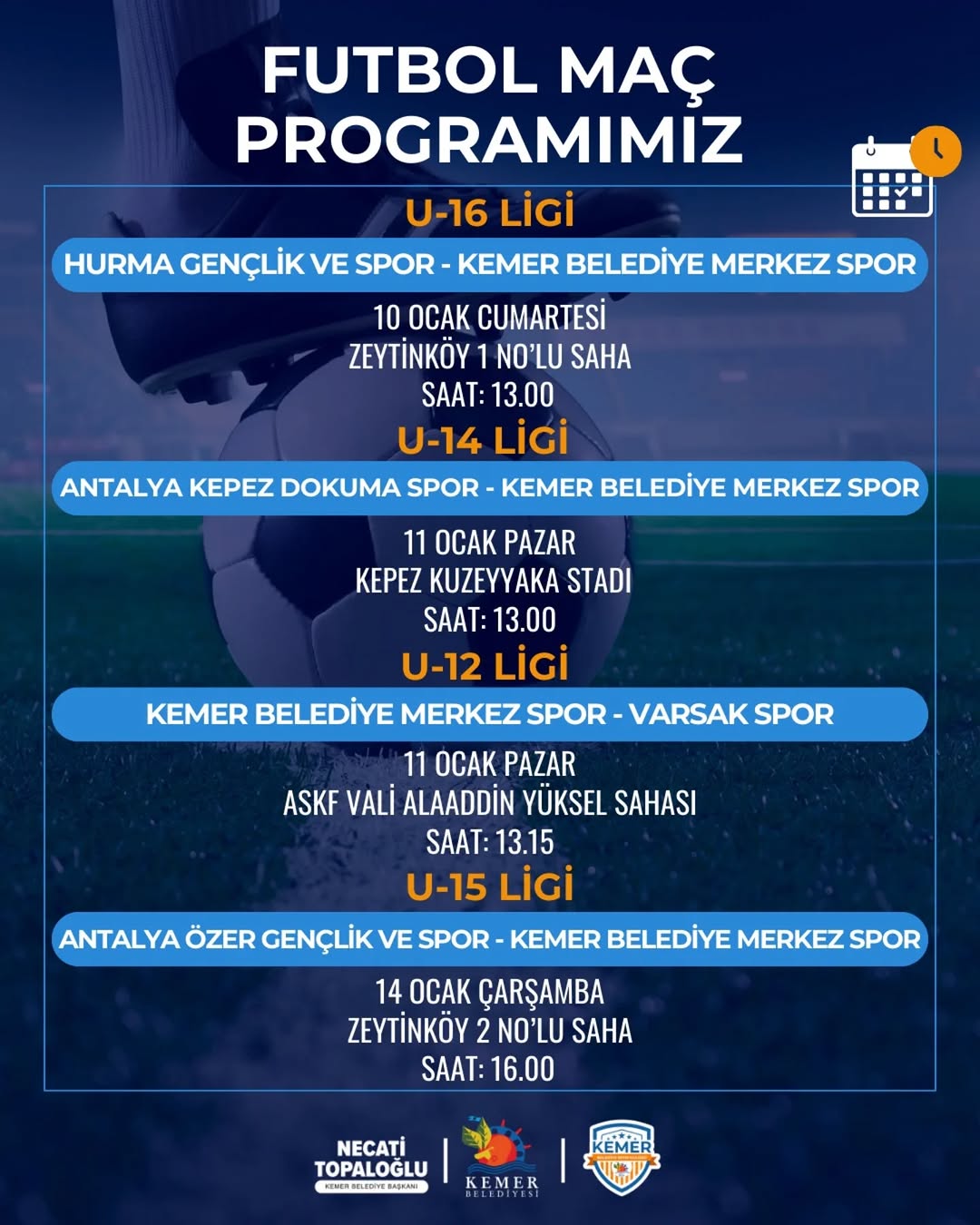 Kemer'de Haftalık Futbol Heyecanı Başlıyor