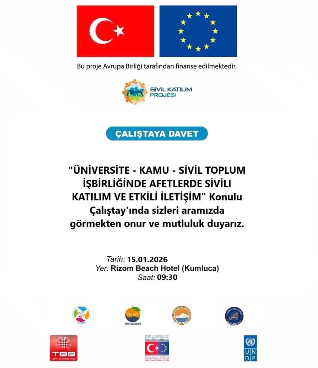 Finike'de Afetlerde Sivil Katılım ve İletişim Çalıştayı Düzenleniyor