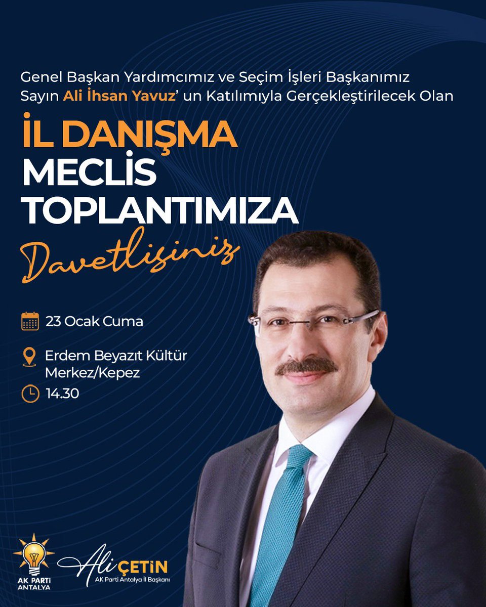 Antalya AK Parti İl Danışma Meclisi Toplantısı 23 Ocak'ta