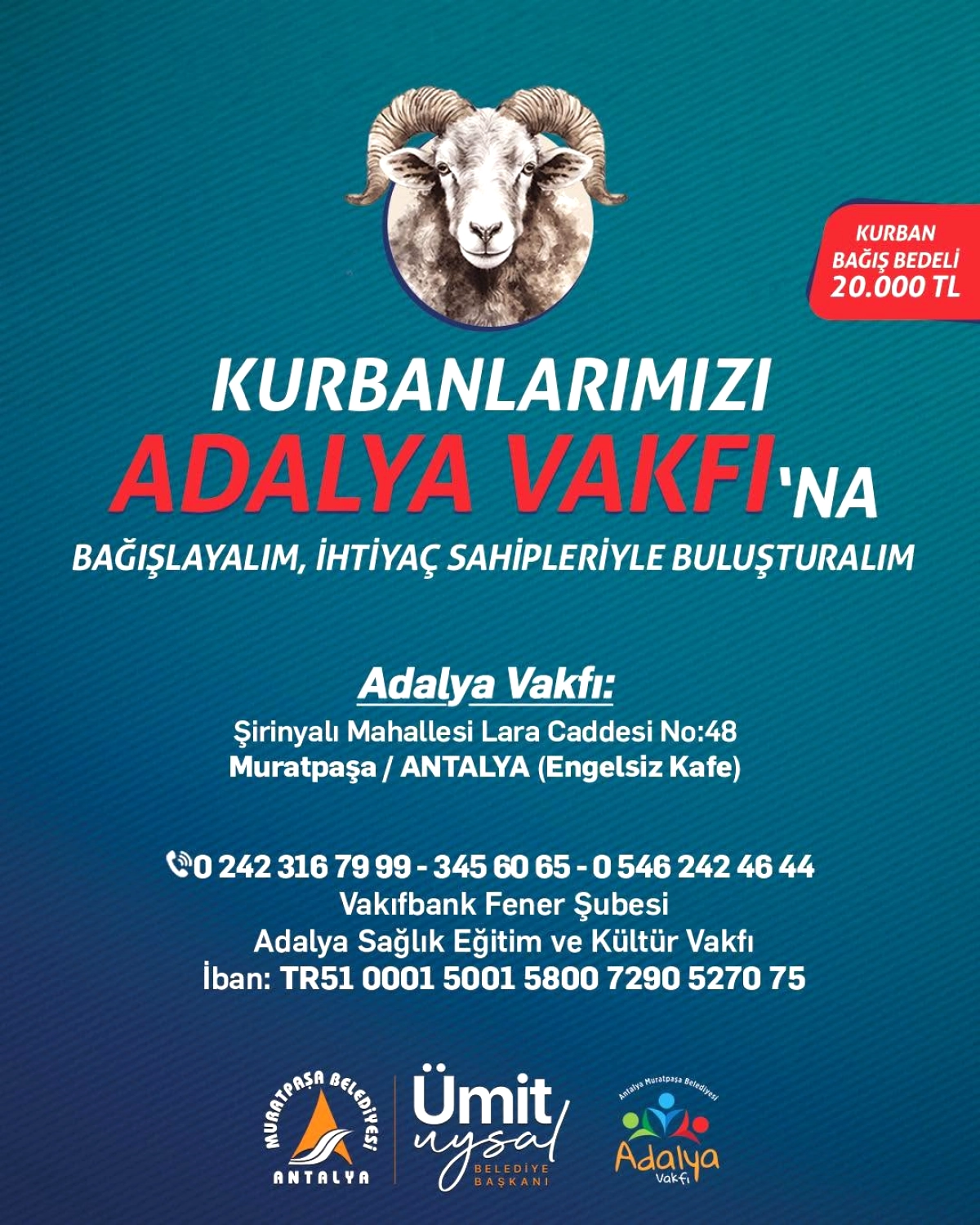 Muratpaşa ve Adalya Vakfı'ndan Kurban Bayramı Dayanışma Çağrısı