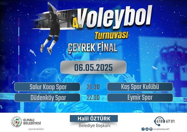 Elmalı'da Voleybol Heyecanı: Dostluk ve Kardeşlik Turnuvası Çeyrek Final Maçları