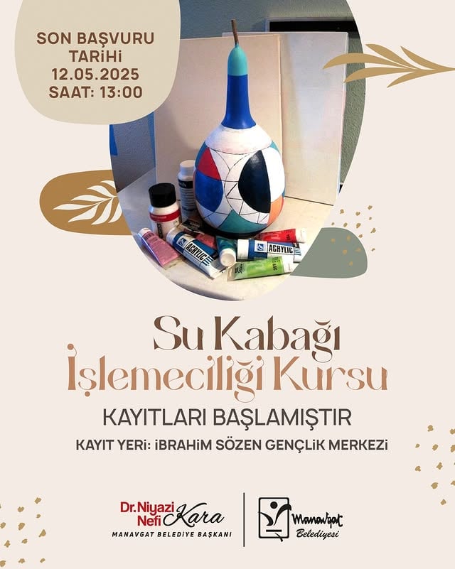 Manavgat Belediyesi'nden Ücretsiz Su Kabağı İşlemeciliği Kursu
