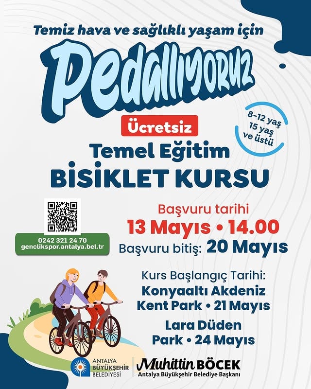 Antalya'da Bisiklet Tutkunuza Bir Adım Daha: Ücretsiz Temel Bisiklet Eğitimi Başlıyor!