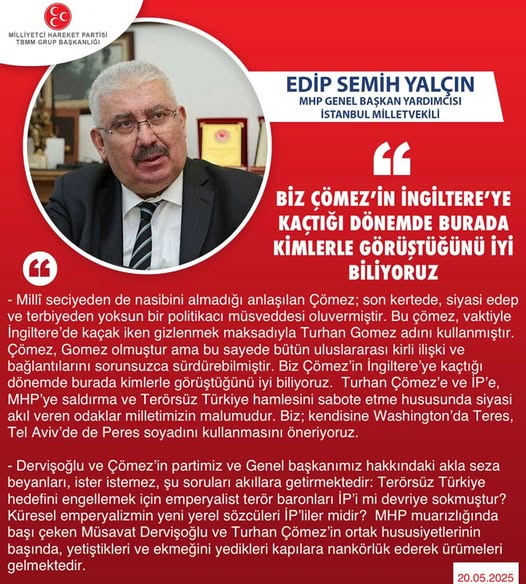 MHP'den Çömez'in İngiltere'deki Görüşmeleri Hakkında İddia