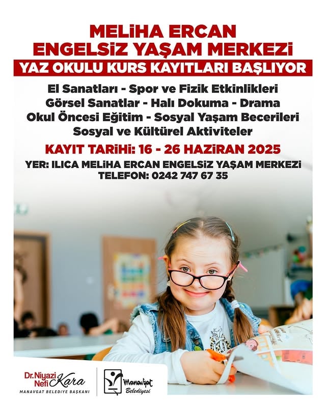 Antalya Manavgat'ta Engelsiz Yaşam Merkezi Yaz Okulu Kayıtları Başlıyor