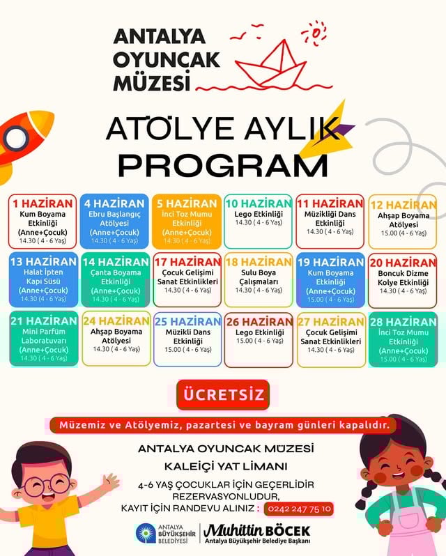 Antalya Büyükşehir Belediyesi Oyuncak Müzesi'nde Haziran Ayı Atölyeleri Başlıyor
