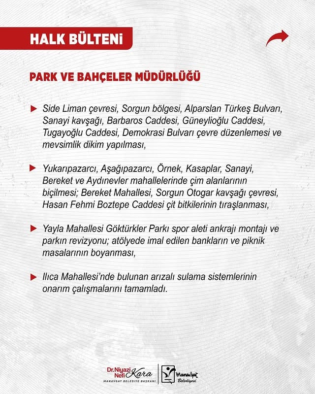 Manavgat Belediyesi Park ve Bahçeler Müdürlüğü Çalışmalarıyla Şehir Estetiğine Katkı Sağlıyor