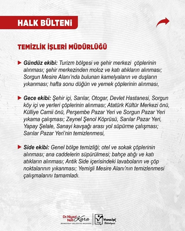 Manavgat Belediyesi Temizlik Çalışmalarına Devam Ediyor