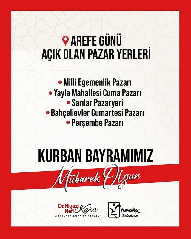 Manavgat'ta Kurban Bayramı Pazarları ve Kesim Yerleri Belli Oldu