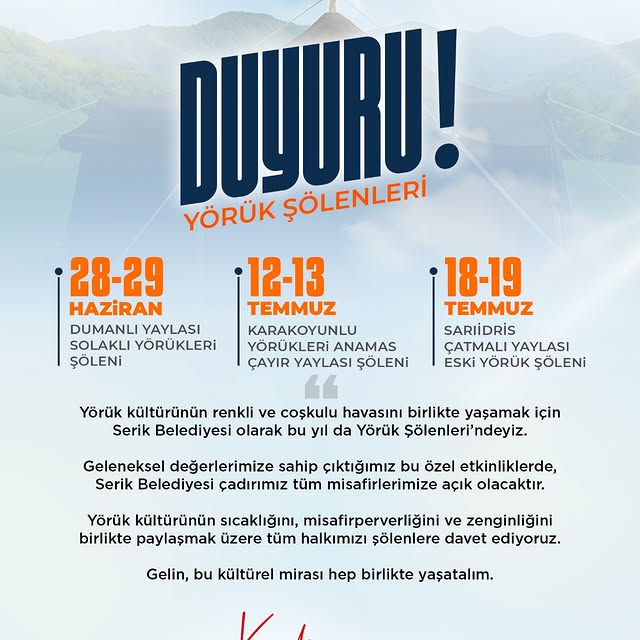 Serik Belediyesi Yörük Şölenleri ile Geleneksel Kültürü Yaşatıyor